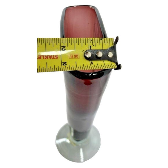 Vintage Amethyst to Clear 11" Fan Vase Hand Blown Glass - Picture 5 of 15